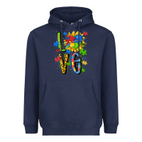 Navy autism love Heavyweight Hoodie - MaliasSmallBusiness