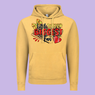 Little Sister Biggest Fan Softball Vintage Hoodie Designed By Zillion Design Studio