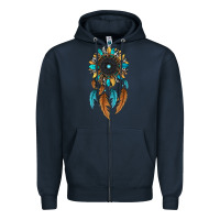 Navy dreamer catcher sunflower Zipper Hoodie - JahusDesignShop