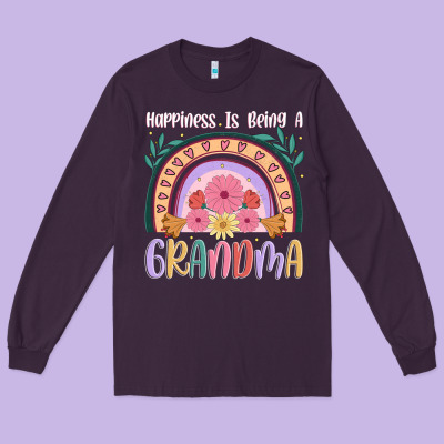 Happiness Is Being A Grandma Long Sleeve Tee Designed By Jahusdesignshop