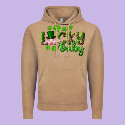 Vintage Hoodie Lucky Baby With Pig