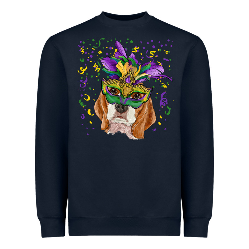 Mardi Gras  Mask Beagle Heavyweight Sweatshirt by RanaPortraitStore | Teevron
