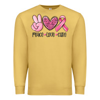 Antique Gold peace love cure breast cancer Premium Sweatshirt - MaliasSmallBusiness