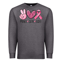 Charcoal Heather peace love cure breast cancer Premium Sweatshirt - MaliasSmallBusiness
