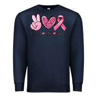 Navy peace love cure breast cancer Premium Sweatshirt - MaliasSmallBusiness