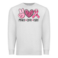 Oatmeal Heather peace love cure breast cancer Premium Sweatshirt - MaliasSmallBusiness