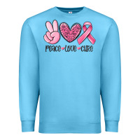 Ocean Blue peace love cure breast cancer Premium Sweatshirt - MaliasSmallBusiness