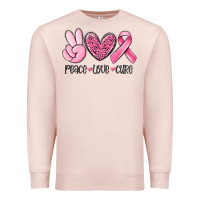 Pale Pink peace love cure breast cancer Premium Sweatshirt - MaliasSmallBusiness