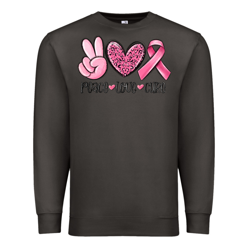 Peace Love Cure Breast Cancer Premium Sweatshirt by MaliasSmallBusiness | Teevron