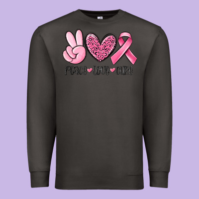 Peace Love Cure Breast Cancer Premium Sweatshirt Designed By Maliassmallbusiness