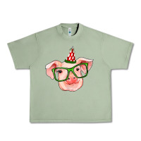 Oil Green pig christmas Urban Heavy Tee - RanaPortraitStore