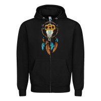 Black dreamer catcher bull skull Zipper Hoodie - JahusDesignShop