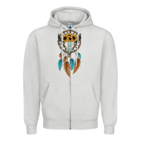 Dove Grey dreamer catcher bull skull Zipper Hoodie - JahusDesignShop