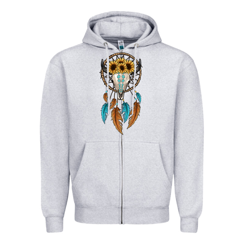 Dreamer Catcher Bull Skull Zipper Hoodie by JahusDesignShop | Teevron