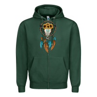 Sports Green dreamer catcher bull skull Zipper Hoodie - JahusDesignShop