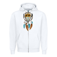 White dreamer catcher bull skull Zipper Hoodie - JahusDesignShop