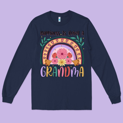 Happiness Is Being A Grandma Long Sleeve Tee Designed By Jahusdesignshop
