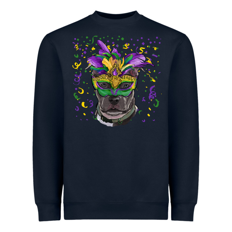 Mardi Gras  Mask Pitbull Heavyweight Sweatshirt by RanaPortraitStore | Teevron