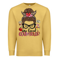 Antique Gold messy bun one loved counselor Premium Sweatshirt - MaliasSmallBusiness
