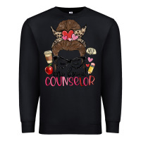 Black messy bun one loved counselor Premium Sweatshirt - MaliasSmallBusiness