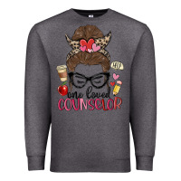 Charcoal Heather messy bun one loved counselor Premium Sweatshirt - MaliasSmallBusiness