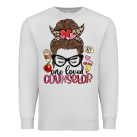 Dove Grey messy bun one loved counselor Premium Sweatshirt - MaliasSmallBusiness