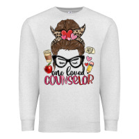 Oatmeal Heather messy bun one loved counselor Premium Sweatshirt - MaliasSmallBusiness