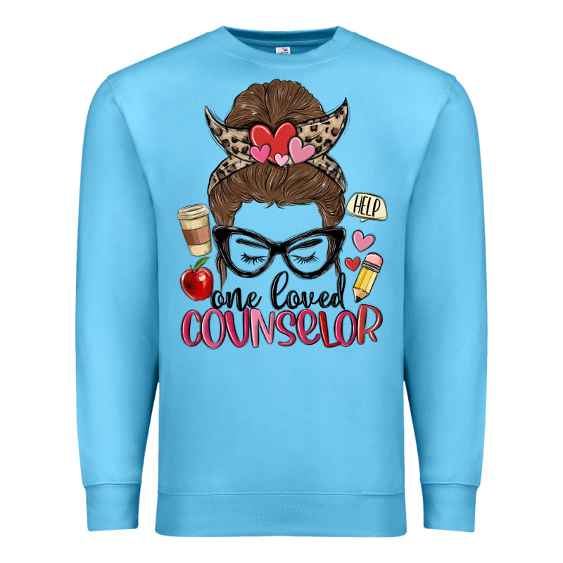 Messy Bun One Loved Counselor Premium Sweatshirt by MaliasSmallBusiness | Teevron