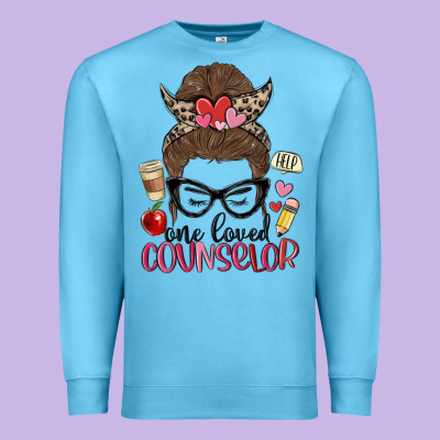 Messy Bun One Loved Counselor Premium Sweatshirt Designed By Maliassmallbusiness