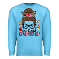 Ocean Blue messy bun one loved counselor Premium Sweatshirt - MaliasSmallBusiness
