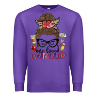 Purple messy bun one loved counselor Premium Sweatshirt - MaliasSmallBusiness