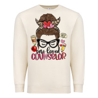 Sandshell messy bun one loved counselor Premium Sweatshirt - MaliasSmallBusiness