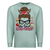 Seafoam messy bun one loved counselor Premium Sweatshirt - MaliasSmallBusiness
