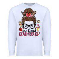 White messy bun one loved counselor Premium Sweatshirt - MaliasSmallBusiness