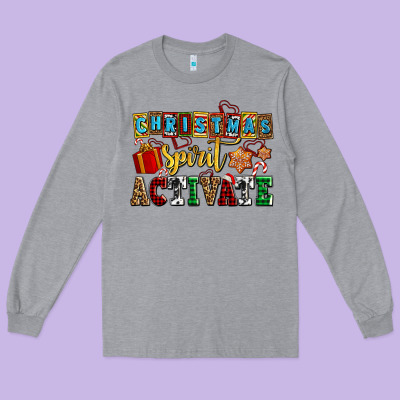 Christmas Spirit Activate Long Sleeve Tee Designed By Adodesignshop