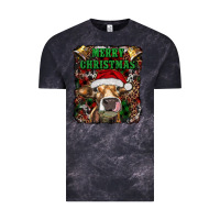 Cloud Black merry christmas heifer with cowbells Vintage Tee - RanaPortraitStore