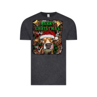 Vintage Black merry christmas heifer with cowbells Vintage Tee - RanaPortraitStore