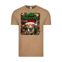 Merry Christmas Heifer With Cowbells Vintage Tee | Teevron