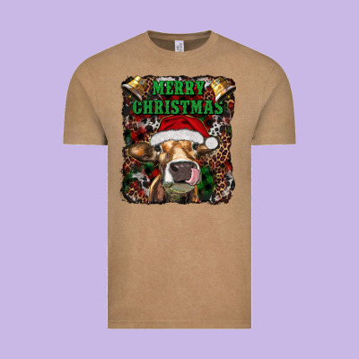 Merry Christmas Heifer With Cowbells Vintage Tee Designed By Ranaportraitstore