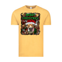 Vintage Mustard merry christmas heifer with cowbells Vintage Tee - RanaPortraitStore