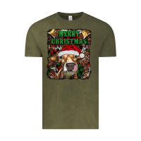 Vintage Olive merry christmas heifer with cowbells Vintage Tee - RanaPortraitStore