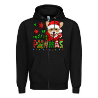 Black merry pawmas christmas corgi Zipper Hoodie - Jasminsmagicworld