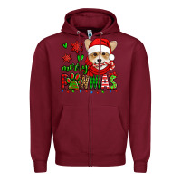 Burgundy merry pawmas christmas corgi Zipper Hoodie - Jasminsmagicworld