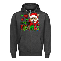 Charcoal Heather merry pawmas christmas corgi Zipper Hoodie - Jasminsmagicworld