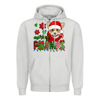 Dove Grey merry pawmas christmas corgi Zipper Hoodie - Jasminsmagicworld