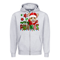 Heather Grey merry pawmas christmas corgi Zipper Hoodie - Jasminsmagicworld