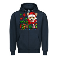 Navy merry pawmas christmas corgi Zipper Hoodie - Jasminsmagicworld