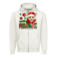 Oatmeal Heather merry pawmas christmas corgi Zipper Hoodie - Jasminsmagicworld
