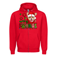 Red merry pawmas christmas corgi Zipper Hoodie - Jasminsmagicworld