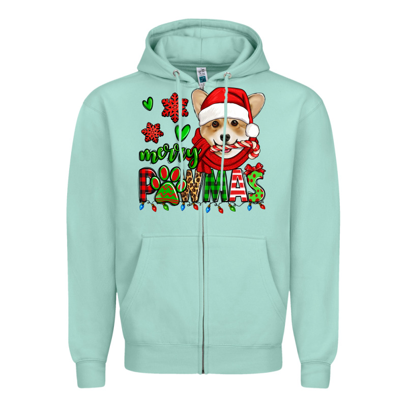 Merry Pawmas Christmas Corgi Zipper Hoodie by Jasminsmagicworld | Teevron